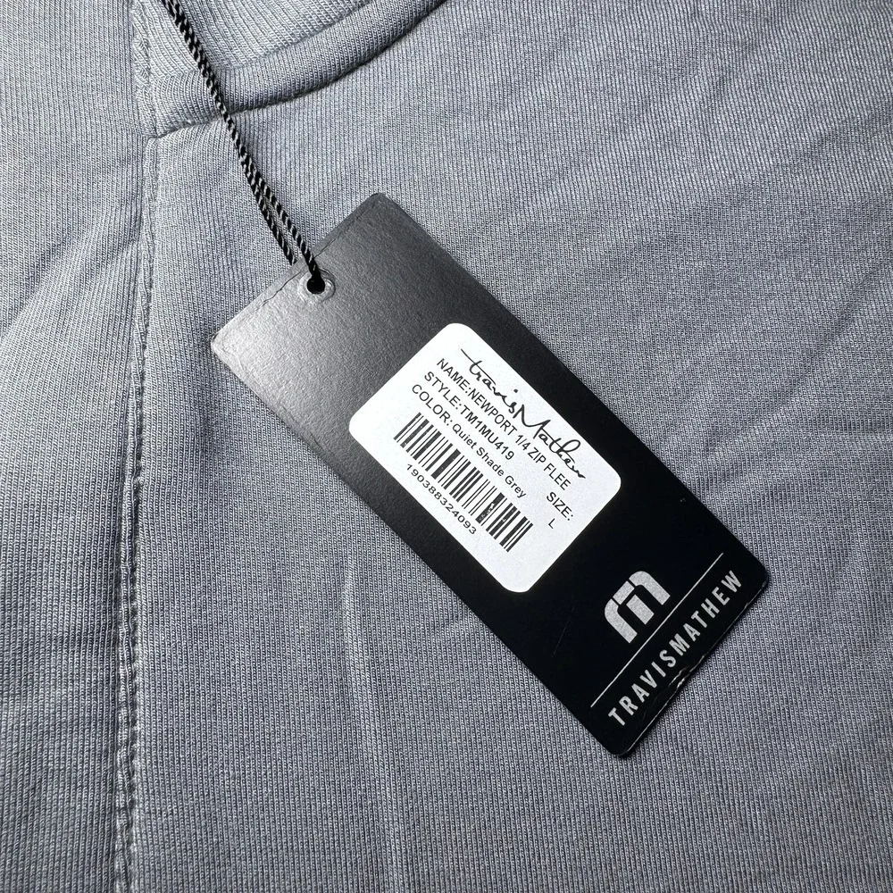 Travis Mathew Newport 1/4 Zip Fleece Mens Large Shade Gray Golf Embroidered NEW - Picture 3 of 14